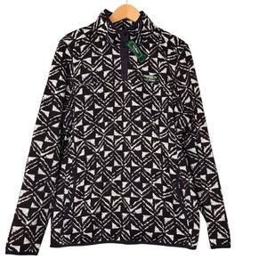 NWT L.L. Bean Sweater Fleece Pullover Print Purple Silver Geometric Women’s XL